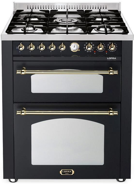 Lofra Komfur - Dolce Vita 70 cm (2 ovne) (Sort/Messing) Gas