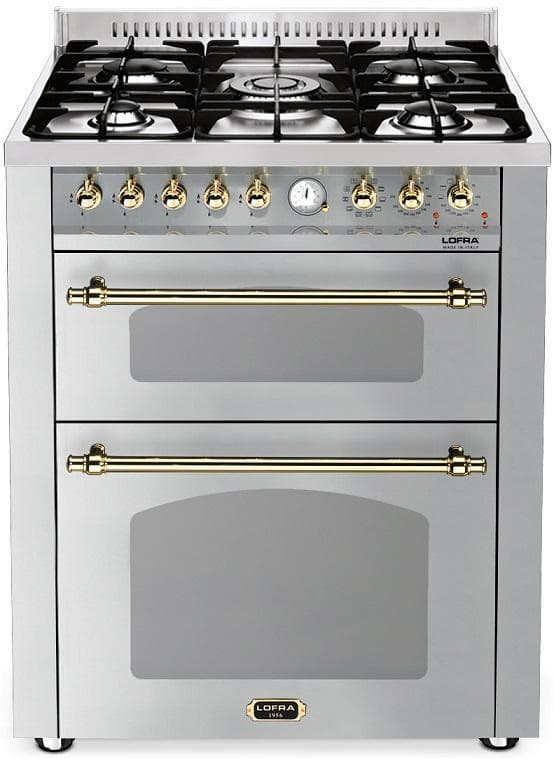 Lofra Komfur - Dolce Vita 70 cm (2 ovne) (Rustfri/Messing) Gas