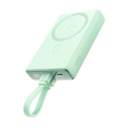 Joyroom Powerbank 10000mAh med trådløs opladning 20W + Lightning - USB-C kabel - Grøn