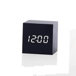 Väckarklocka i trä med LED skärm - Svart / Vit