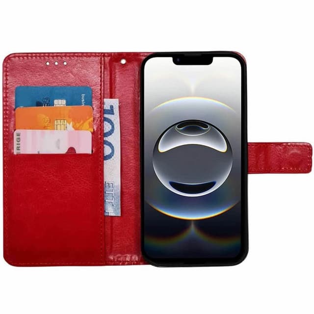 Wallet cover 3-kort iPhone 16e - Rød