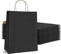 Papirposer gaveposer med håndtag 10-pak Sort