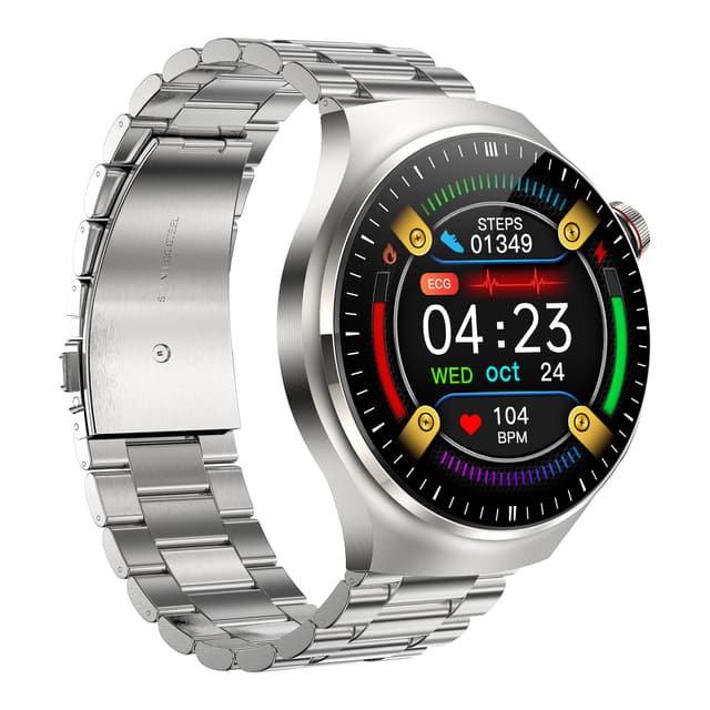 Smart Sportklocka - Hälsoövervakning & Bluetooth Silver