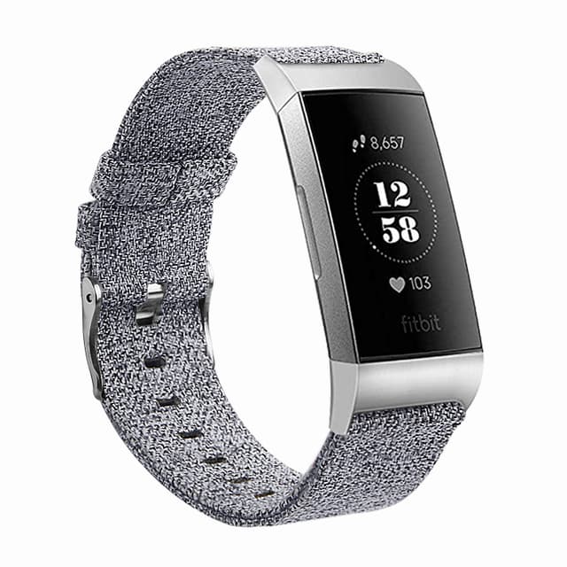 Fitbit Charge 3/4 armbånd canvas grå (L)