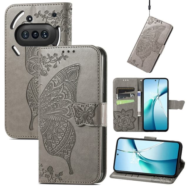 SKALO Nothing Phone (3a) 5G Mandala Butterfly Flip Cover - Grå
