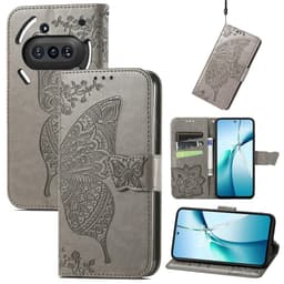 SKALO Nothing Phone (3a) 5G Mandala Butterfly Plånboksfodral - Grå