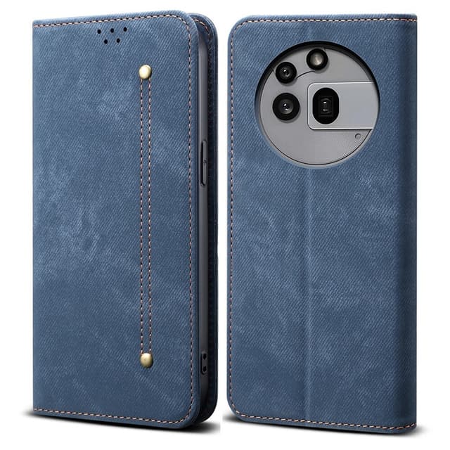 SKALO Nothing Phone (3a) Pro 5G Jeans Lompakkokotelo - Sininen