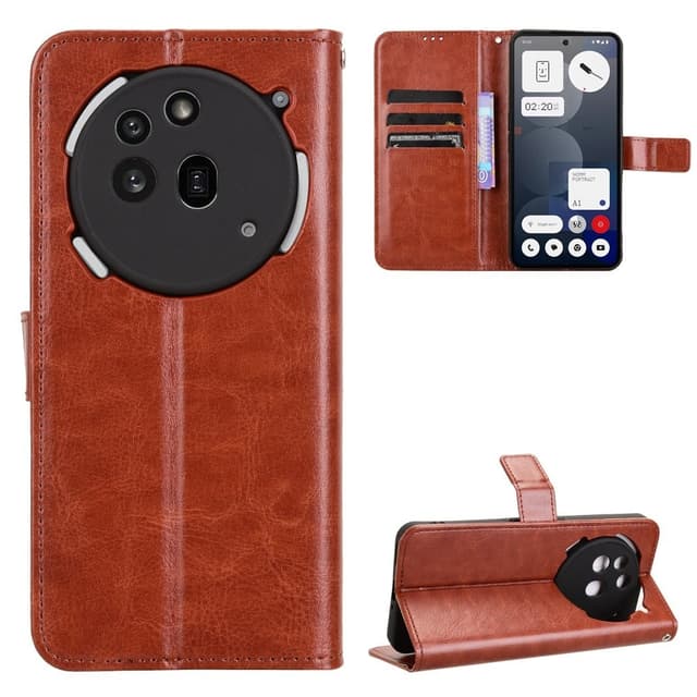 SKALO Nothing Phone (3a) Pro 5G PU-læder Flip Cover - Brun - Brun