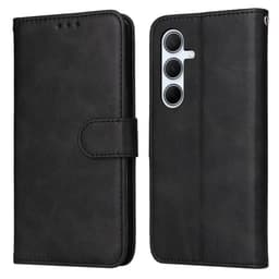 SKALO Samsung A56 5G PU-läder Plånboksfodral - Svart