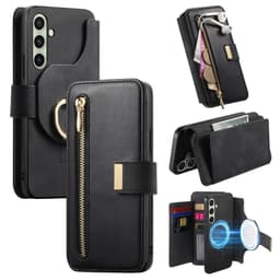SKALO Samsung A36 5G 2-i-1 Magnet PU-Läder ring Plånboksfodral - Svart