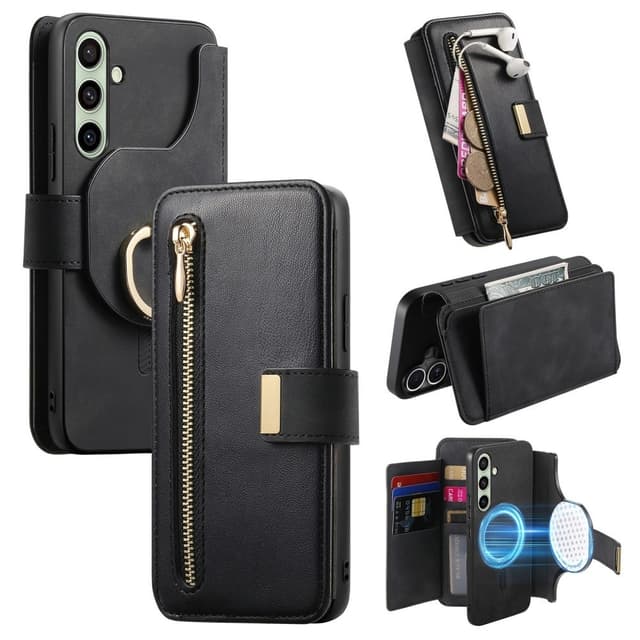 SKALO Samsung A36 5G 2-in-1 Magnet PU-Læder Ring Flip Cover - Sort