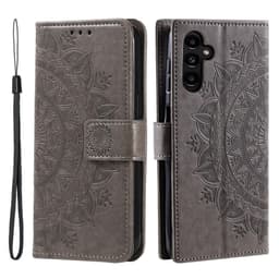 SKALO Samsung A26 5G Mandala Lompakkokotelo - Harmaa
