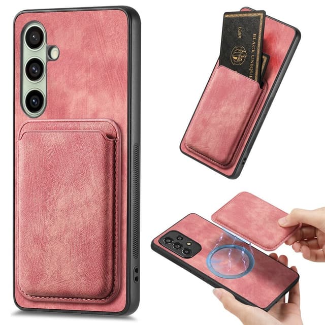 SKALO Samsung A36 5G PU-læder magnetisk kortholder Cover - Pink