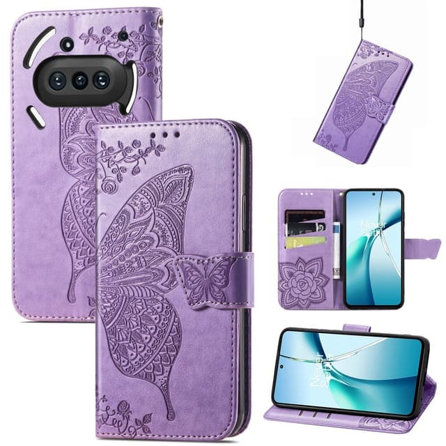 SKALO Nothing Phone (3a) 5G Mandala Butterfly Lompakkokotelo - Violetti