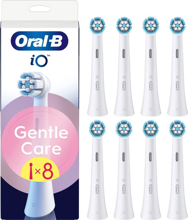 Oral-B iO Gentle Care ekstra tannbørstehoder 8 stk. 778350 (hvit)