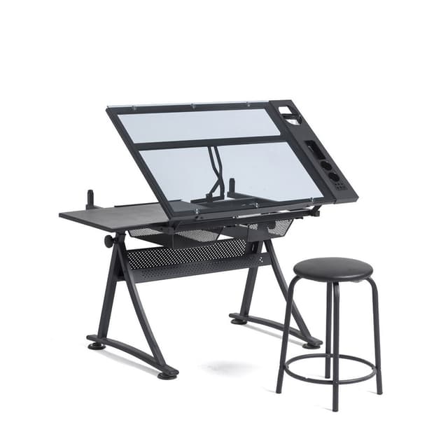 Lykke Tegnebord med glass topp og krakk