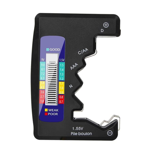 Universell batteritester for C/AAA/D/N/9V/6F22/1.55V
