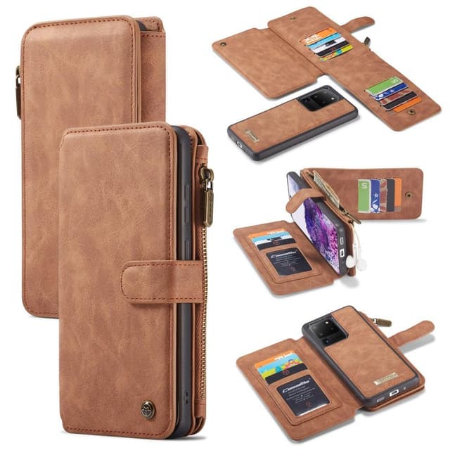 CASEME Samsung Galaxy S20 Ultra Retro Lær Lommebok-deksel - Brun
