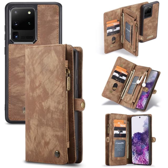 CASEME Samsung Galaxy S20 Ultra Retro läder plånboksfodral -Brun