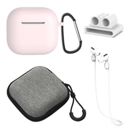 För AirPods 4 5st Tillbehör Fodral förvaringsbox halsrem hörlurshållare nyckelring - Rosa
