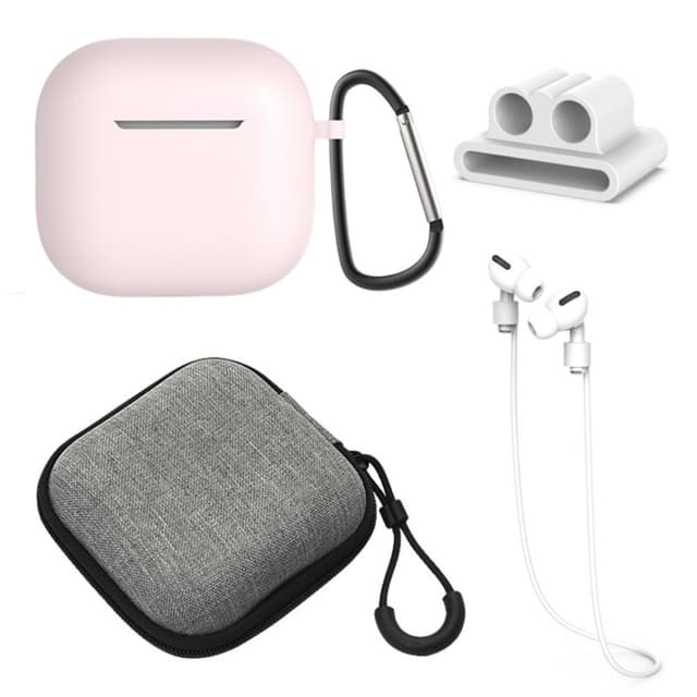 Til AirPods 4 5 stk Tilbehør Etui Opbevaringsboks Halsrem Hovedtelefonholder Nøglering - Lyserød