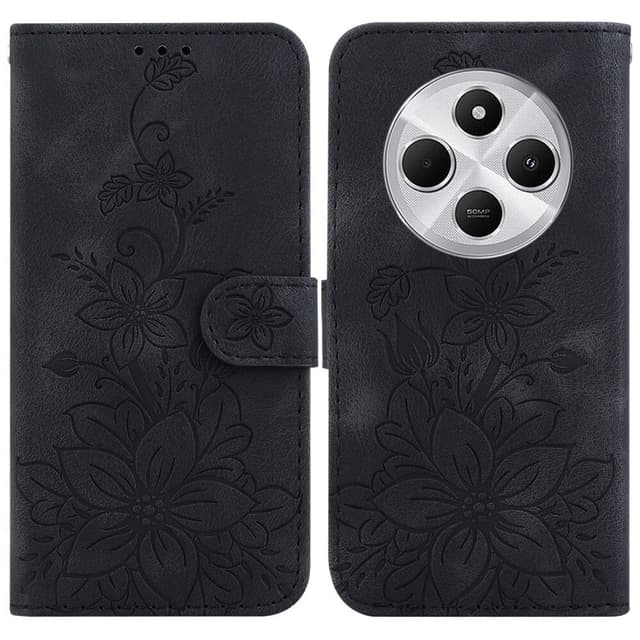 Til Xiaomi Redmi 14C 4G Cover Lily Flower Imprint Telefoncover med Støtte