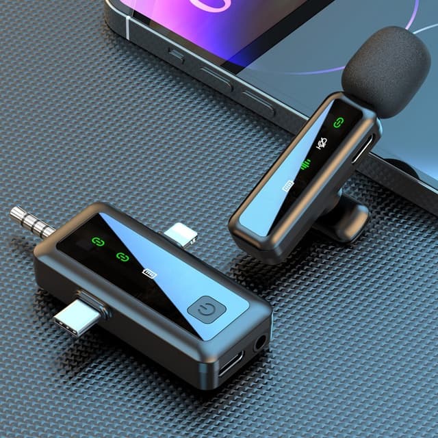3 i 1 iP USB-C 3,5 mm trådløs Lavalier-mikrofon Støyreduserende mikrofon 1 sender 1 mottaker