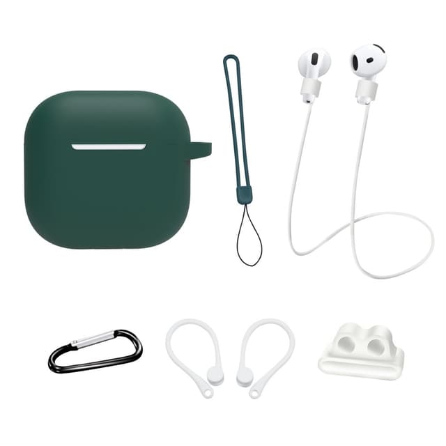 För AirPods 4 6 i 1 Tillbehör Fodral Rem Hållare Öronkrokar Nackrem Nyckelring - Gräs