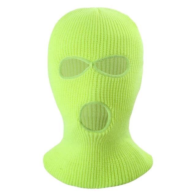 Vinter helmaske Tre-hulls Balaclava Strikket hattehals Damask - Fluorescerende Gul