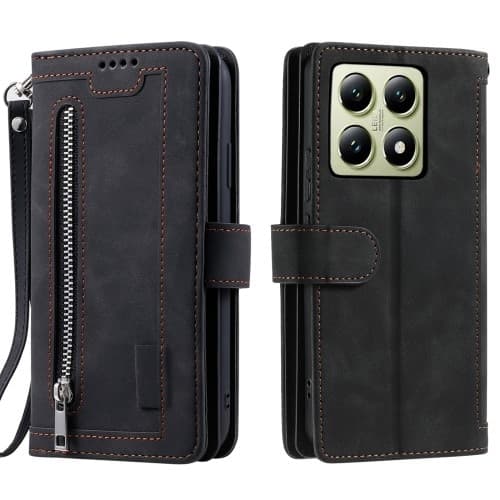 Til Xiaomi 14T Pro Etui med Lynlåslomme og 9 Kortlommer