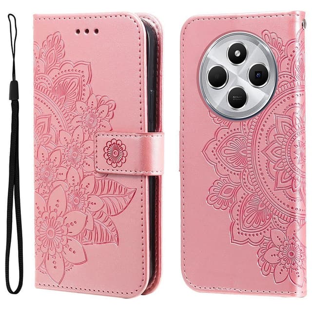 Xiaomi Redmi 14C Lompakkokotelo Kukka-Designilla ja Telineominaisuudella