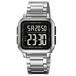 SKMEI Digital Elektronisk Armbandsklocka Klocka Stålrem Fyrkantig - Silver