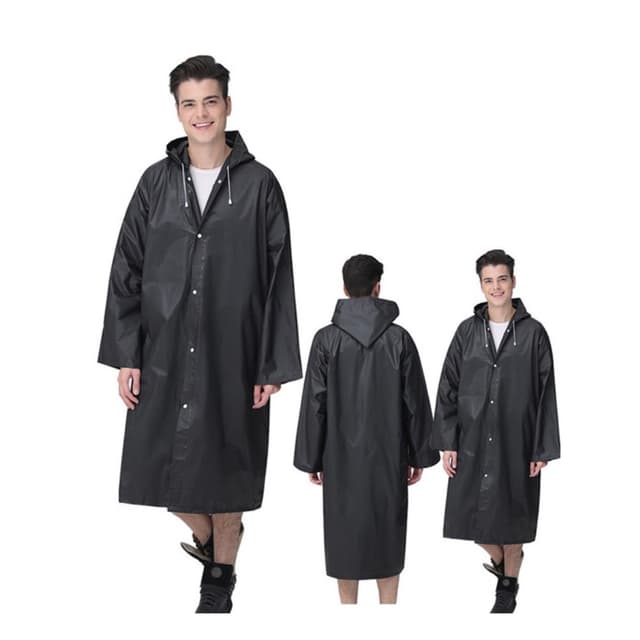 Regnrock vindtät Återanvändbar unisex regnponcho med hatthuva