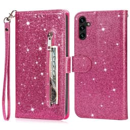 För Samsung Galaxy A56 5G Ställbart Glitterfodral med Dragkedjeficka - Rose