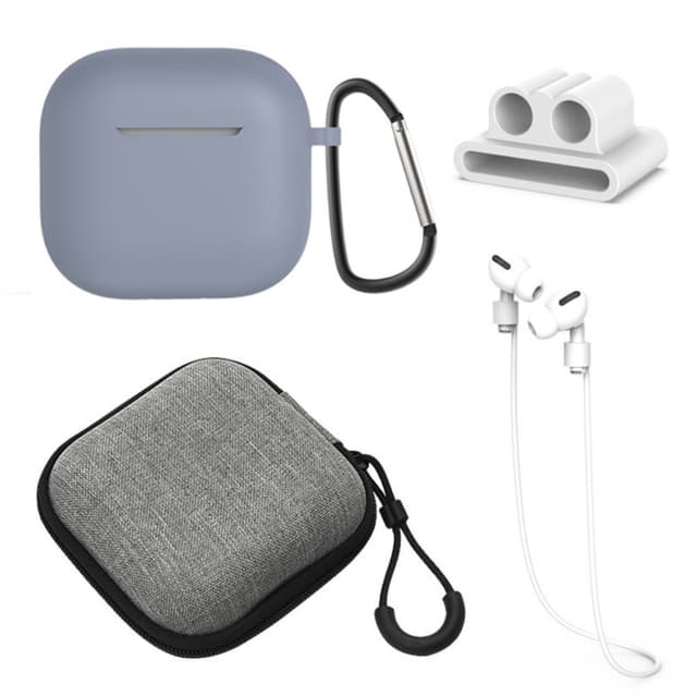 Til AirPods 4 5 stk Tilbehør Etui Opbevaringsboks Halsrem Hovedtelefonholder Nøglering - Grå