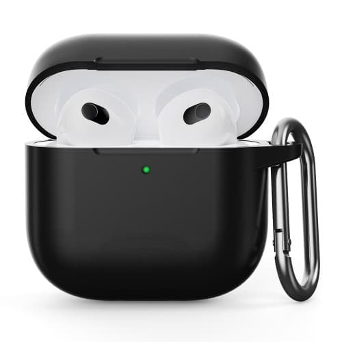 For AirPods 4 silikonetui integrert Bluetooth-øretelefondeksel med krok - svart