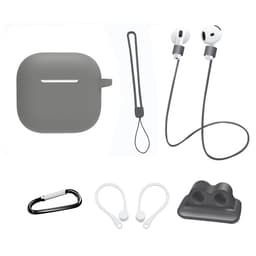 For AirPods 4 6 i 1 tilbehør Veske Stroppholder Ørekroker Halsstropp Nøkkelring - Grå