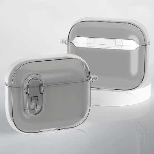 For AirPods 4 Hodetelefonveske Snap Switch Ice Crystal Clear Case - Gjennomsiktig Grå