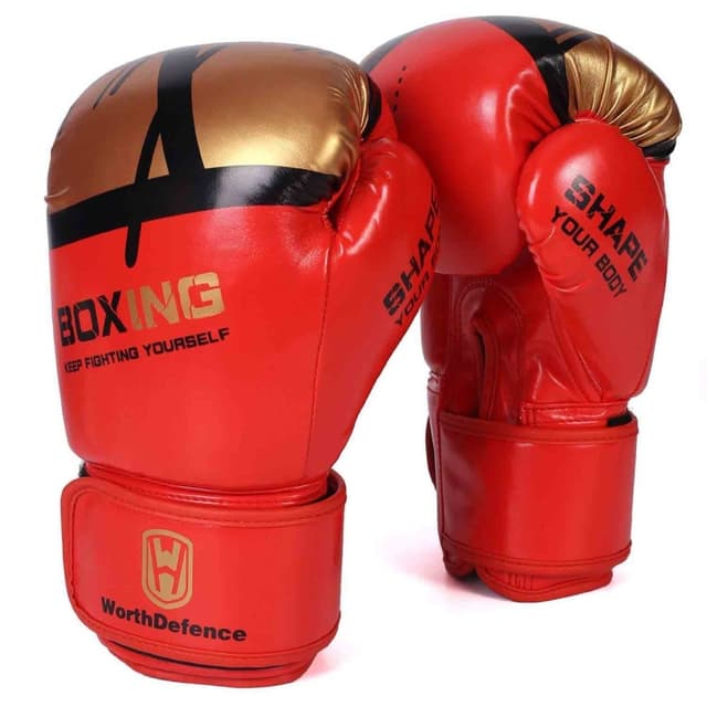 WOSWEIR 1 par 12oz Boxningshandskar Kickboxning Träning för vuxna - Röd