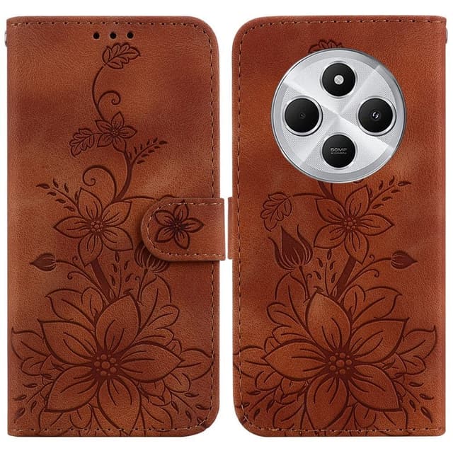 Til Xiaomi Redmi 14C 4G Cover Lily Flower Imprint Telefoncover med Støtte