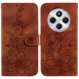 Xiaomi Redmi 14C 4G Suojakuori Lily Flower Imprint Nahkainen Puhelinsuojus Jalustalla