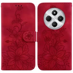 Xiaomi Redmi 14C 4G Suojakuori Lily Flower Imprint Nahkainen Puhelinsuojus Jalustalla