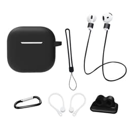 AirPods 4 6 in 1 -tarvikkeet kotelo hihnapidike korvakoukut kaulahihna avainrengas - Musta