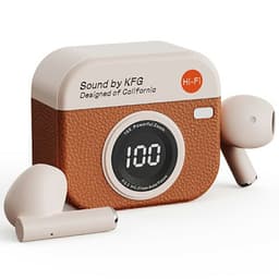 Retro kameradesign Bluetooth-hodetelefoner Støyreduksjon In-Ear-hodetelefoner - brun