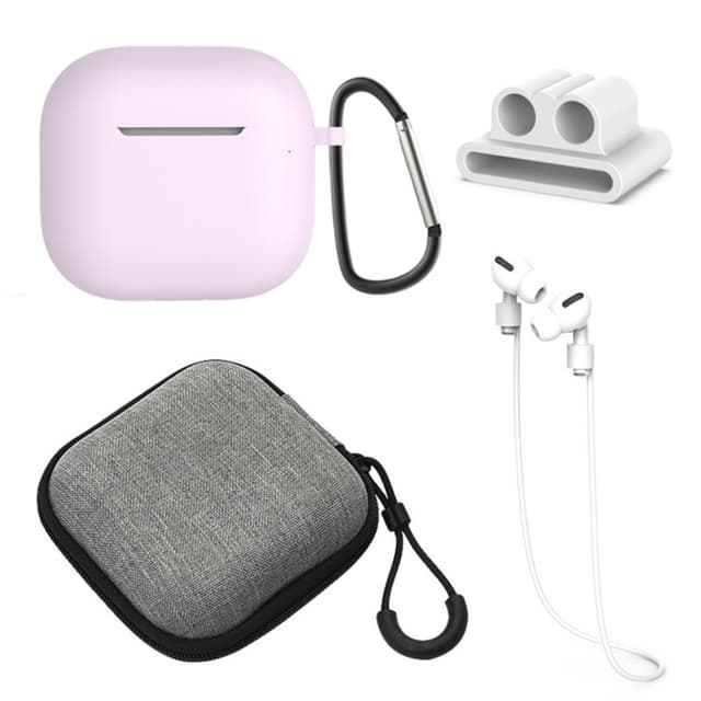 För AirPods 4 5st Tillbehör Fodral förvaringsbox halsrem hörlurshållare nyckelring - Lila