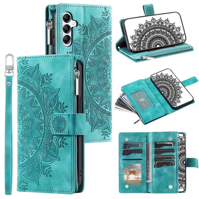 För Samsung Galaxy A56 plånboksfodral Fodral Skal Mandala blommönster - Mint
