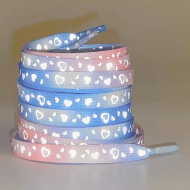 140 cm reflekterende skolisser til joggesko Canvassko Basketballsko etc - Blue Pink Heart