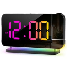 Spegeldisplay Digital Väckarklocka justerbar ljusstyrka dynamisk färg - svart