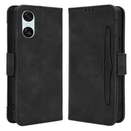 SKALO Sony Xperia 10 VI 6-lokeroa Lompakkokotelo - Musta