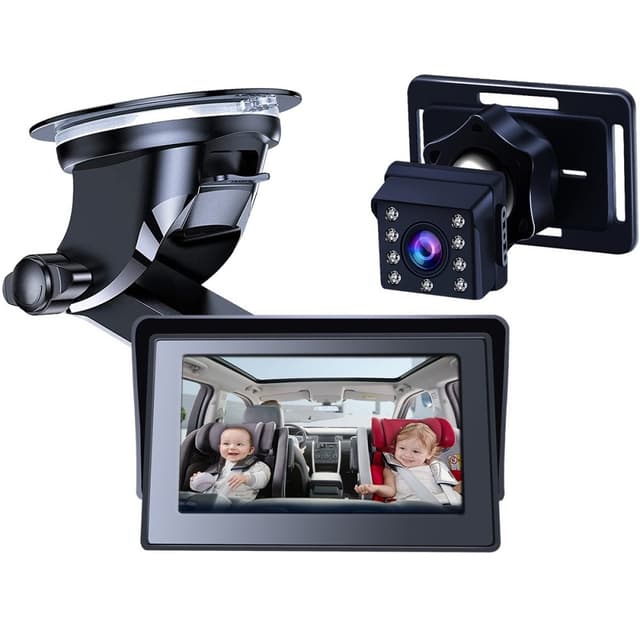 4,3"" HD 1080P bilmonitorkamera for bakovervendt babysete vidvinkel infrarødt kamera